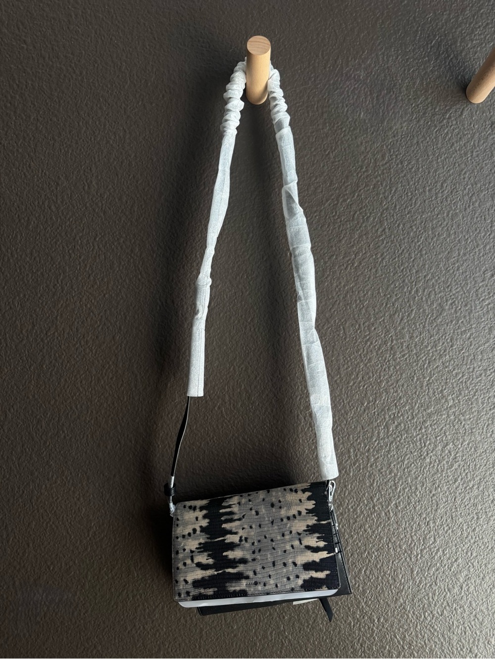 All Saints Black and Cream Crossbody Bag